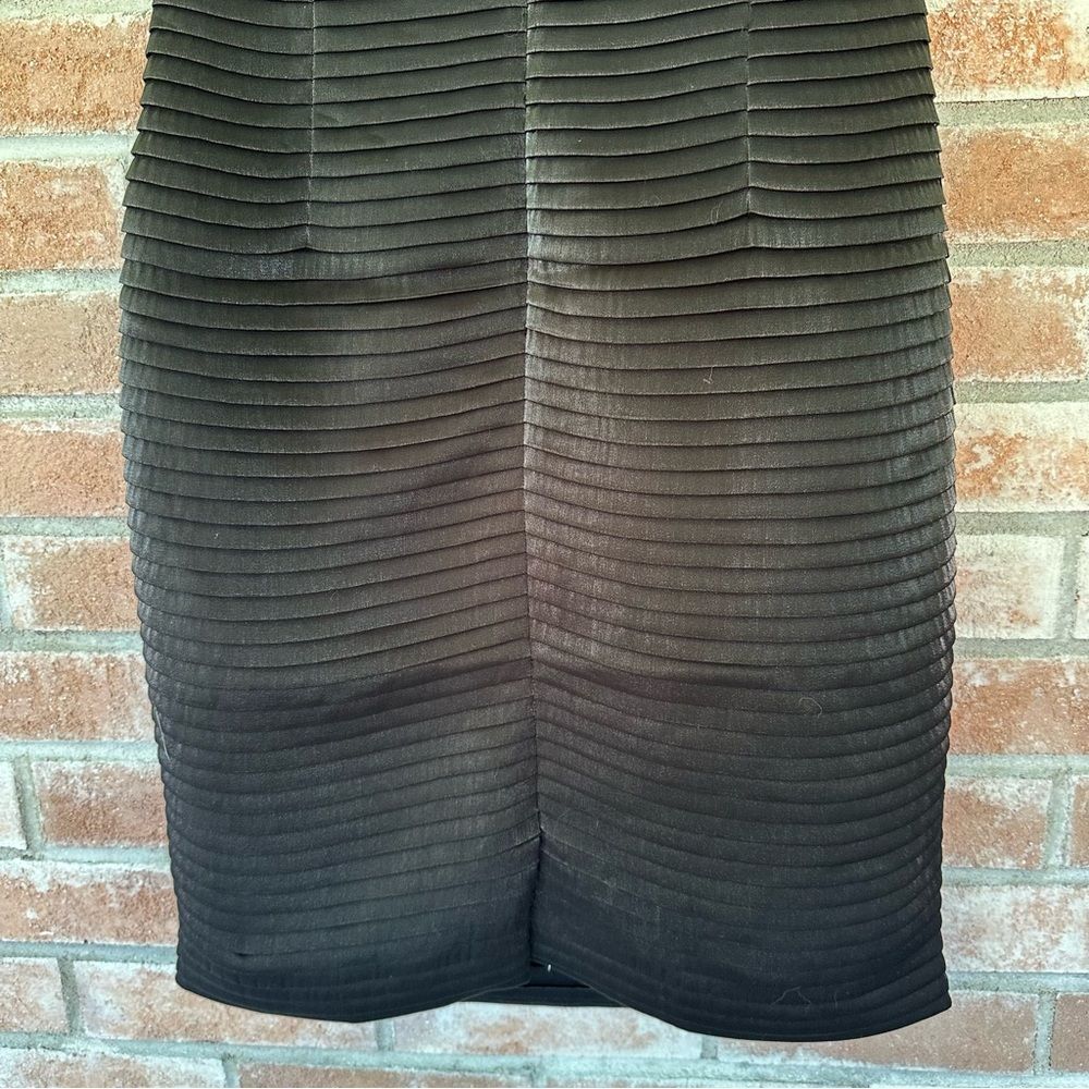 Kay Unger Sequin Beaded Cocktail Sheath Dress Women’s 6 Black Tan - Picture 7 of 9